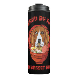 Ramen Sushi Basset Hound Hund T - Shirt Thermosbecher