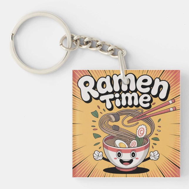 Ramen Time - Niedlicher Cartoon Ramen Bowl Schlüsselanhänger (Vorderseite)