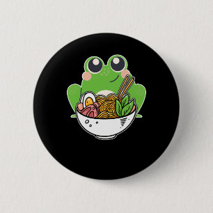 Ramen und niedlicher Frosch japanische Nudeln süc Button