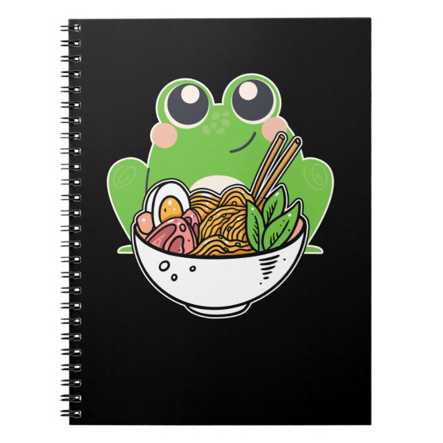 Ramen und niedlicher Frosch japanische Nudeln süch Notizblock (Vorderseite)