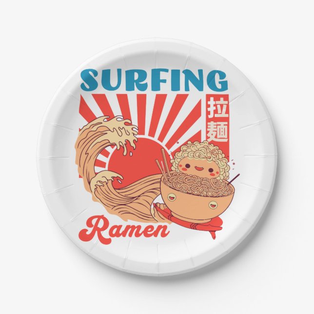 Ramen und Welle Pappteller (Vorderseite)