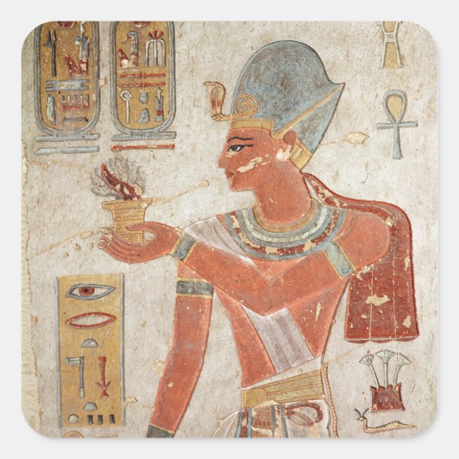 Ramesses III im Schlachtkleid Quadratischer Aufkleber (Vorderseite)