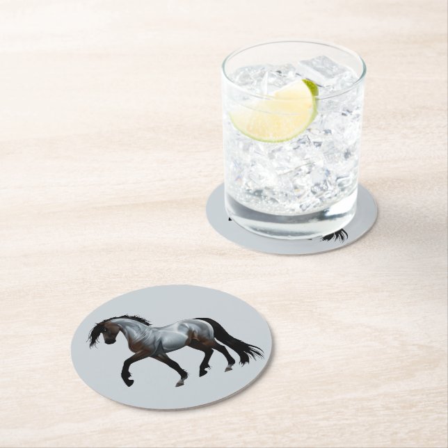 Ramirez - spanisches Pferd, laufend -  Runder Pappuntersetzer (Vor Ort)