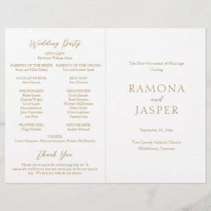Ramona Gold Minimal Elegantes Hochzeitsprogramm
