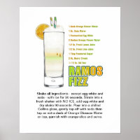 Ramos Gin Fizz Cocktail Rezept Art 16 "x20"