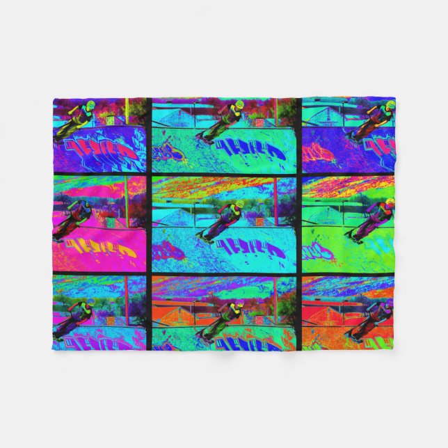 Ramp abschneiden - Scooter-Reiter stürzen Fleecedecke (Vorderseite (Horizontal))