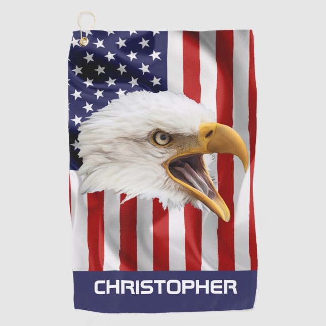 Rampant Eagle, die amerikanische Flagge, Patriotik Golfhandtuch (Vorderseite)