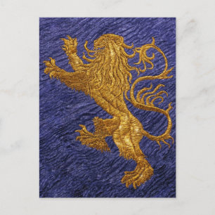Rampant Lion - Gold auf blau Postkarte