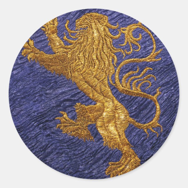 Rampant Lion - Gold auf blau Runder Aufkleber (Vorderseite)