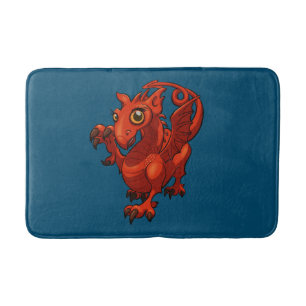 Rampant Little Welsh Baby Red Dragon Cartoon Badematte