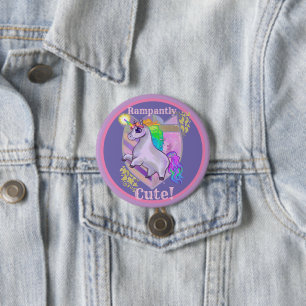 Rampant Niedlich Unicorn Button