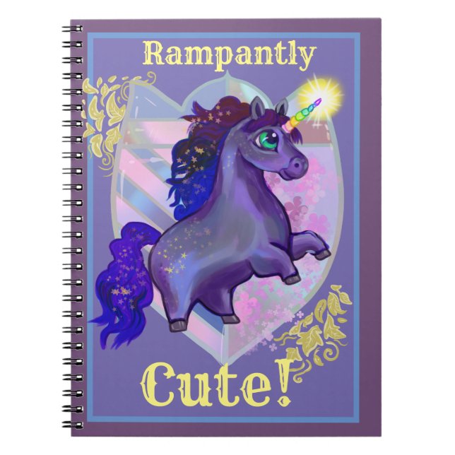 Rampant Niedlich Unicorn Notizblock (Vorderseite)