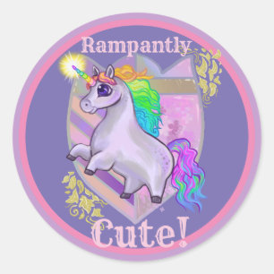 Rampant Niedlich Unicorn Runder Aufkleber