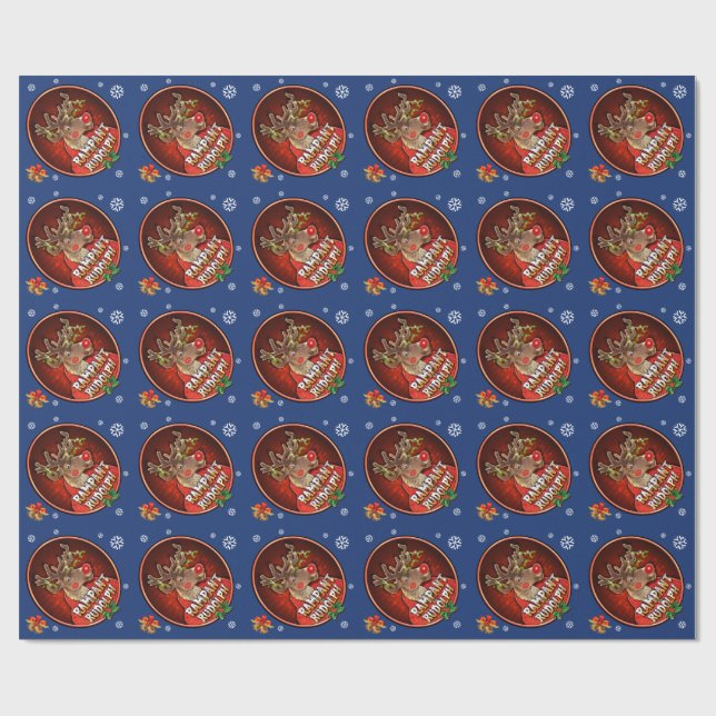 Rampant Rudolph glänzendes Packpapier blau (Flach)