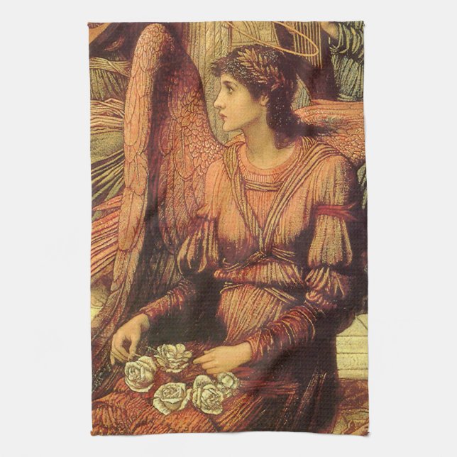 Ramparts of God's House, Angel von John Strudwick Geschirrtuch (Vertikal)