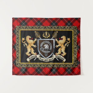 Ramsay Clan Abzeichen & Motto w/Lions Wandteppich