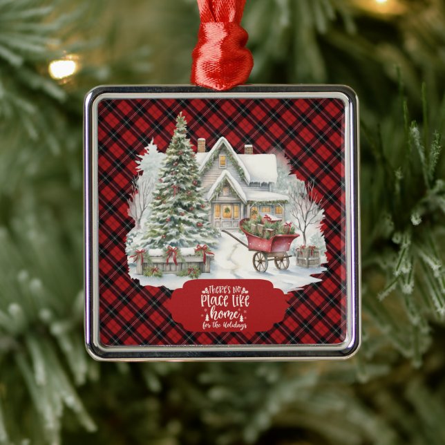 Ramsay Red Modern Clan Tartan Christmas  Ornament Aus Metall (Baum)