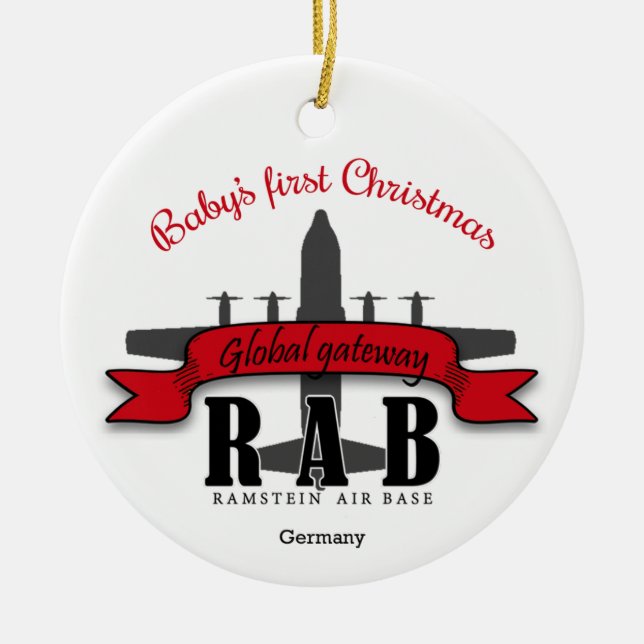 Ramstein Air Base Baby's First Christmas Keramik O Keramik Ornament (Vorne)