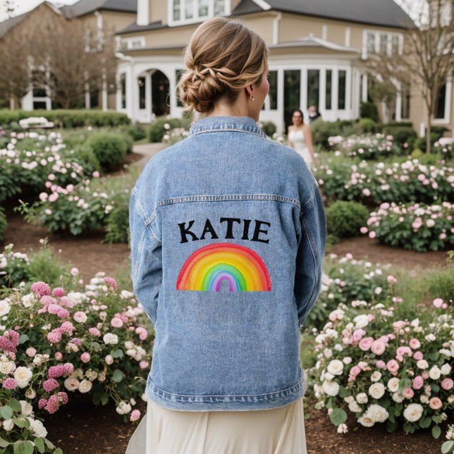 RANBOW Personalisiert NAME Denim Jacket Jeansjacke (Hochzeit Rückseite)