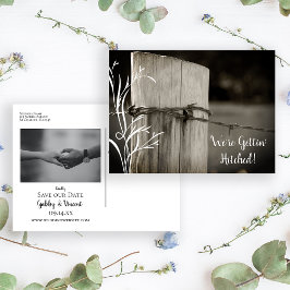 Ranch der ländlichen Zaun-Post-Hochzeit speichern  Ankündigungspostkarte