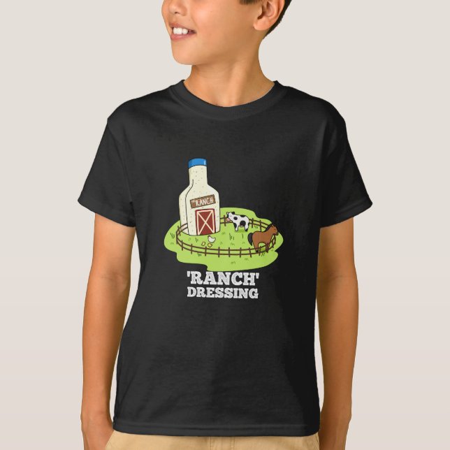 Ranch Dressing Funny Food Puff Dark BG T-Shirt (Vorderseite)