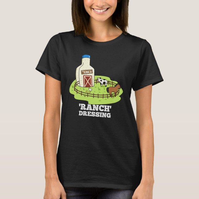 Ranch Dressing Funny Food Puff Dark BG T-Shirt (Vorderseite)