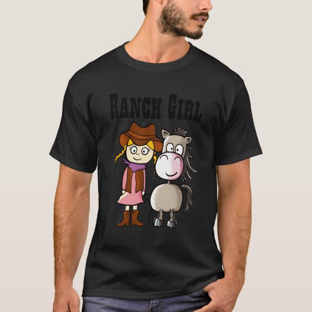 Ranch Girl mit Pferdejunge T-Shirt (Vorderseite)