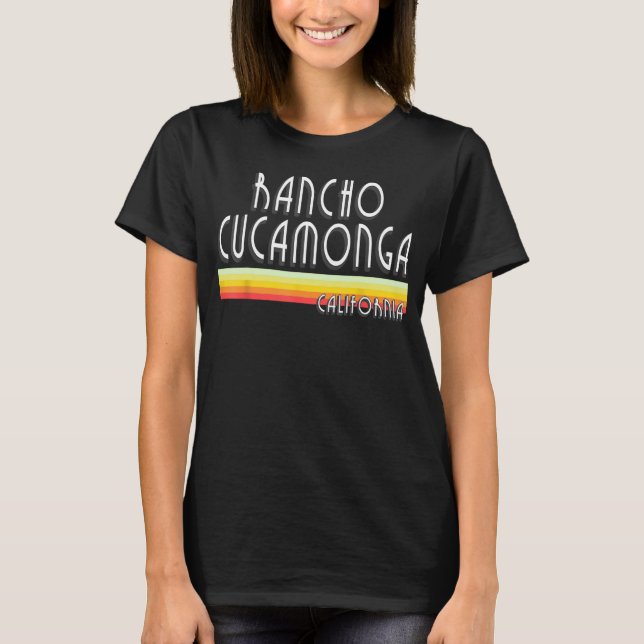 Rancho Cucwithin California Retro CA Lines T-Shirt (Vorderseite)
