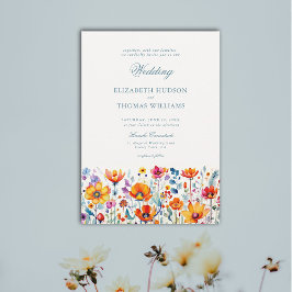 Rancho Floral Watercolor Elegante Hochzeit Einladung