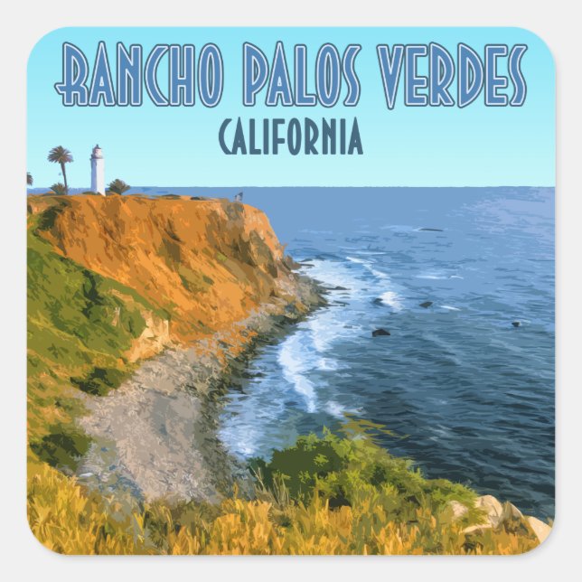 Rancho Palos Verdes California Point Vicente Quadratischer Aufkleber (Vorderseite)