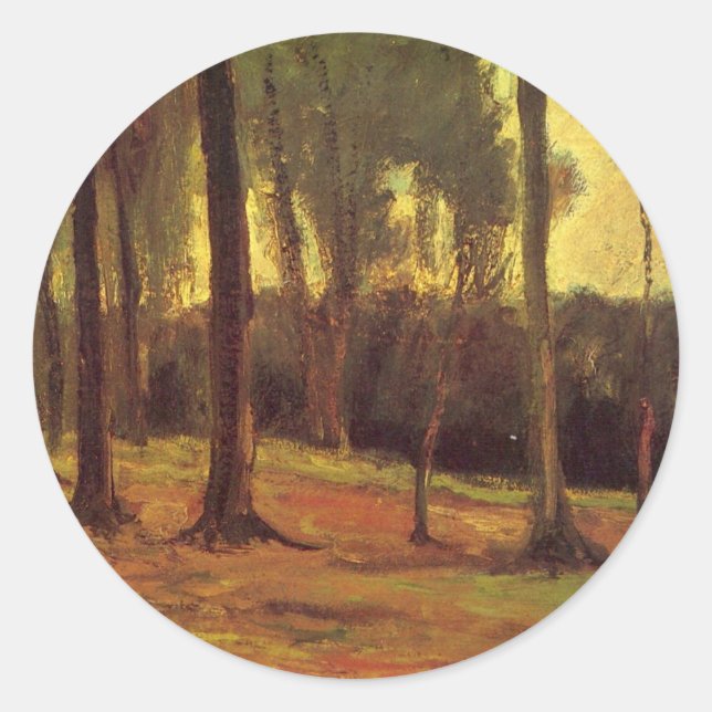 Rand eines Waldes von Vincent van Gogh Runder Aufkleber (Vorderseite)