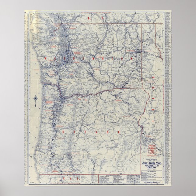 Rand McNally Offiziell 1925 Auto Trails Map Poster (Vorne)
