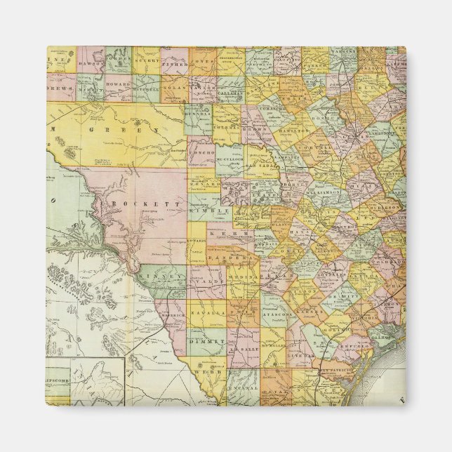 Rand McNally Railroad und Landkreis Map of Texas Magnet (Vorne)