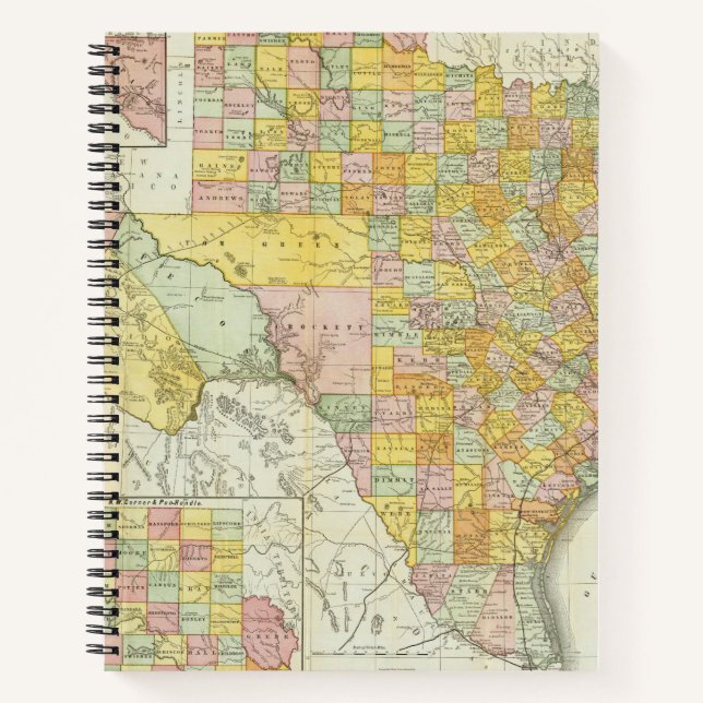 Rand McNally Railroad und Landkreis Map of Texas Notizbuch (Vorderseite)