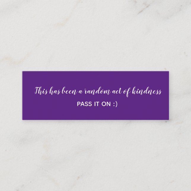 Random Act of Kindness Lila White Minimal Mini Visitenkarte (Vorderseite)