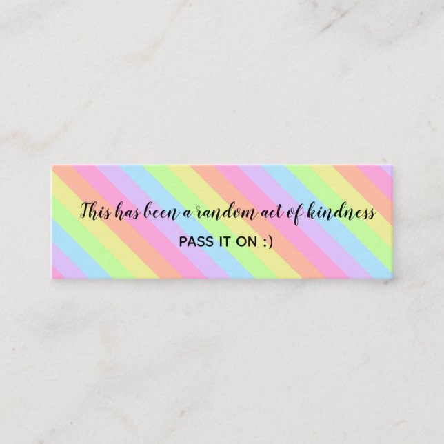Random Act of Kindness Rainbow Pastel Stripes Mini Visitenkarte (Vorderseite)