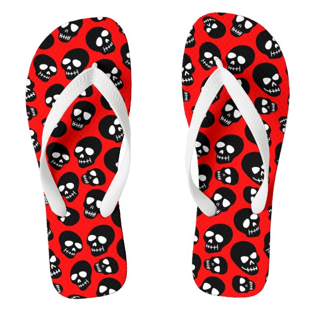 Random Black Skulls auf Rot Flip Flops (Fußbett)