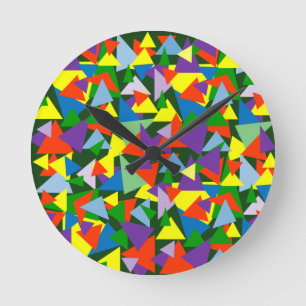 Random Colorful Triangles Runde Wanduhr