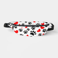 Random Dog Paw Prints und Rote Herzen