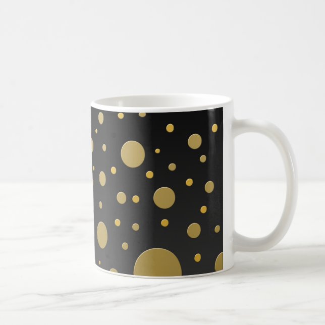 Random Gold Punkte auf schwarz Kaffeetasse (Rechts)
