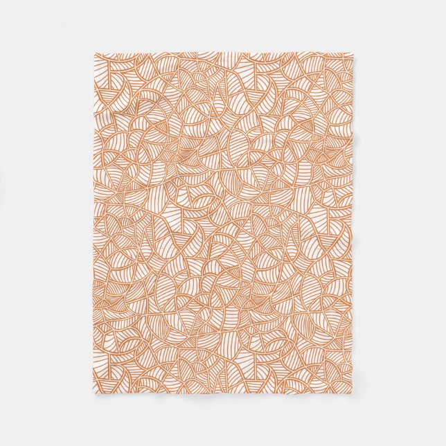 Random Leaf Mosaic Dark Orange Fleecedecke (Vorderseite)