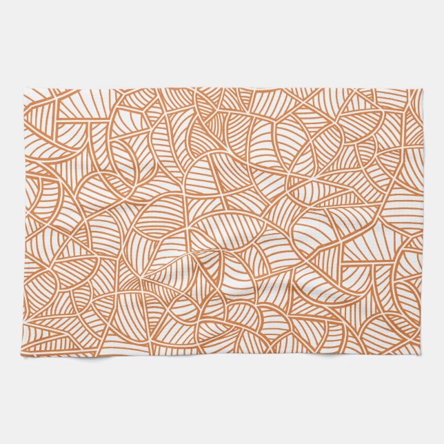 Random Leaf Mosaic Dark Orange Geschirrtuch (Horizontal)
