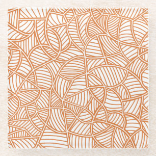 Random Leaf Mosaic Dark Orange Glasuntersetzer