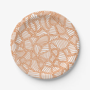 Random Leaf Mosaic Dark Orange Pappteller