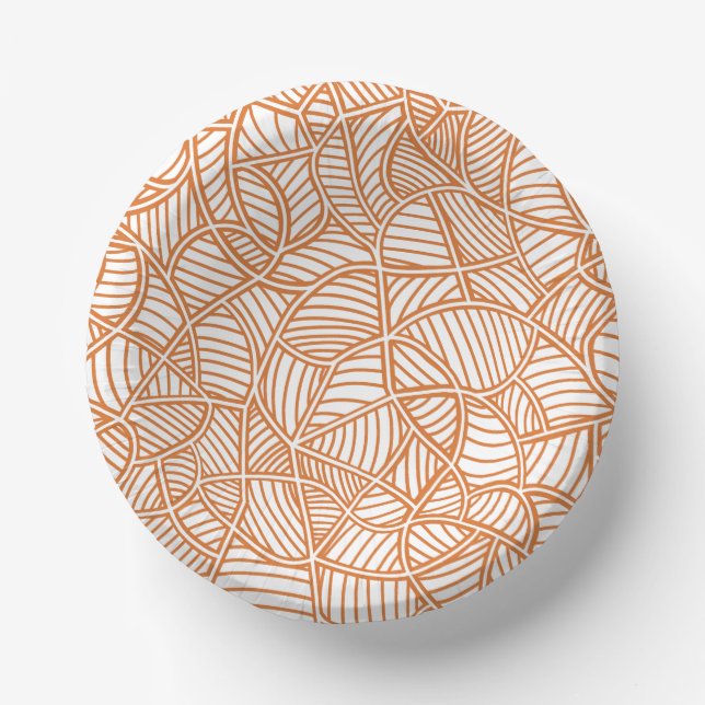 Random Leaf Mosaic Dark Orange Pappteller (Vorderseite)