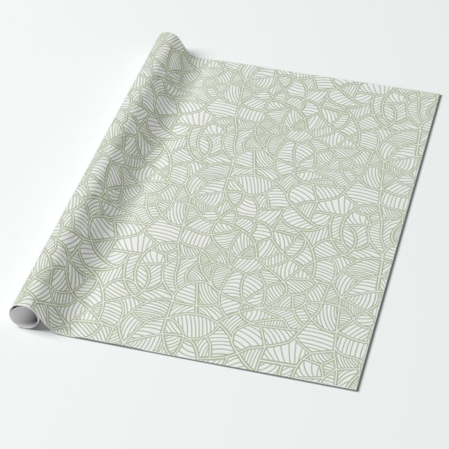Random Leaf Mosaic Pale Green Geschenkpapier (Ungerollt)
