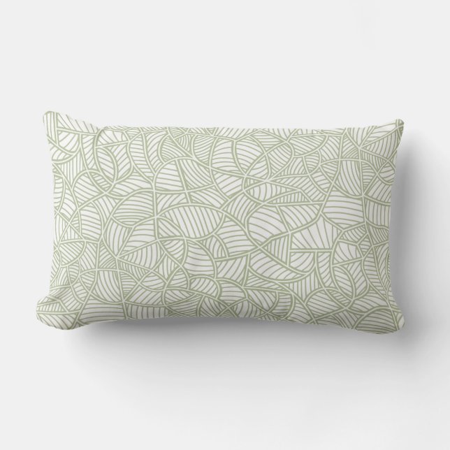 Random Leaf Mosaic Pale Green Lendenkissen (Vorderseite)