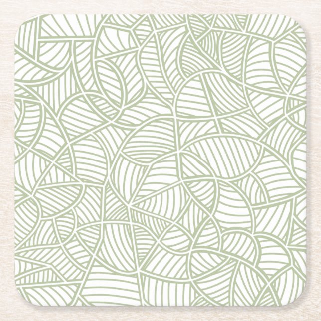 Random Leaf Mosaic Pale Green Rechteckiger Pappuntersetzer (Vorderseite)