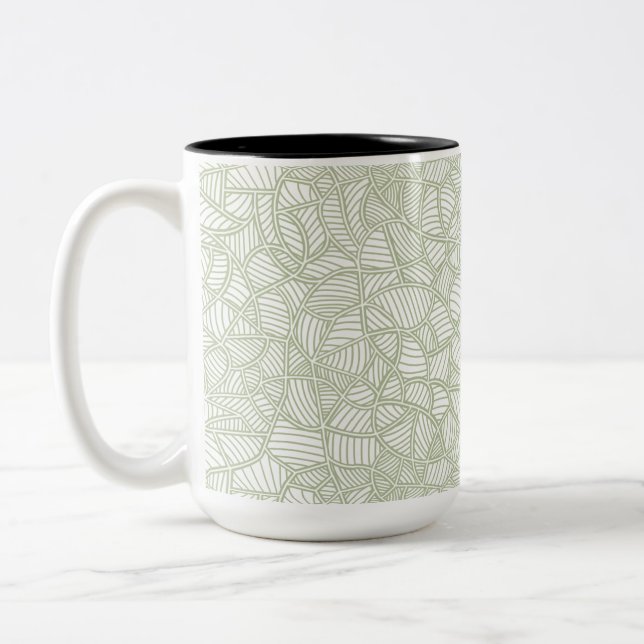 Random Leaf Mosaic Pale Green Zweifarbige Tasse (Links)