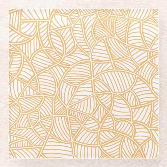 Random Leaf Mosaic Pale Orange Glasuntersetzer (Vorderseite)